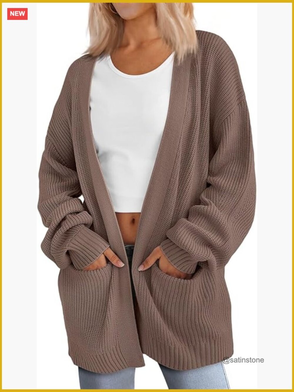 Oversized Soft Knit Cardigan Sweater with Pockets